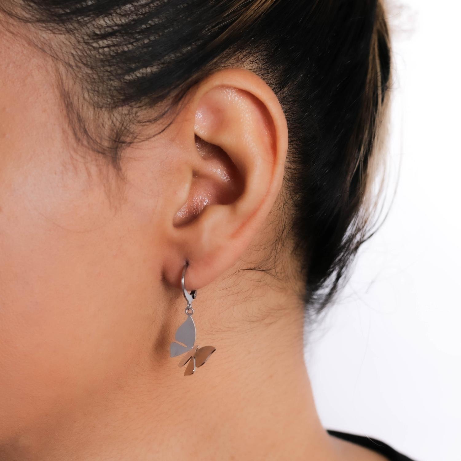 Bla-107-Inox Brinco Argola Articulada De Borboleta (Aço Inox).