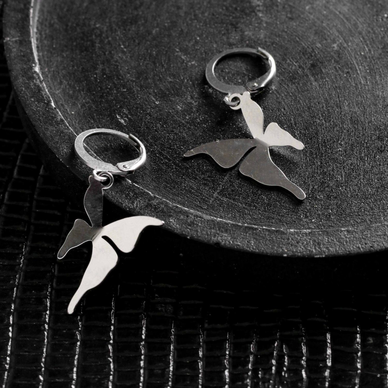 Bla-109-Inox Brinco Argola Articulada De Borboleta (Aço Inox).