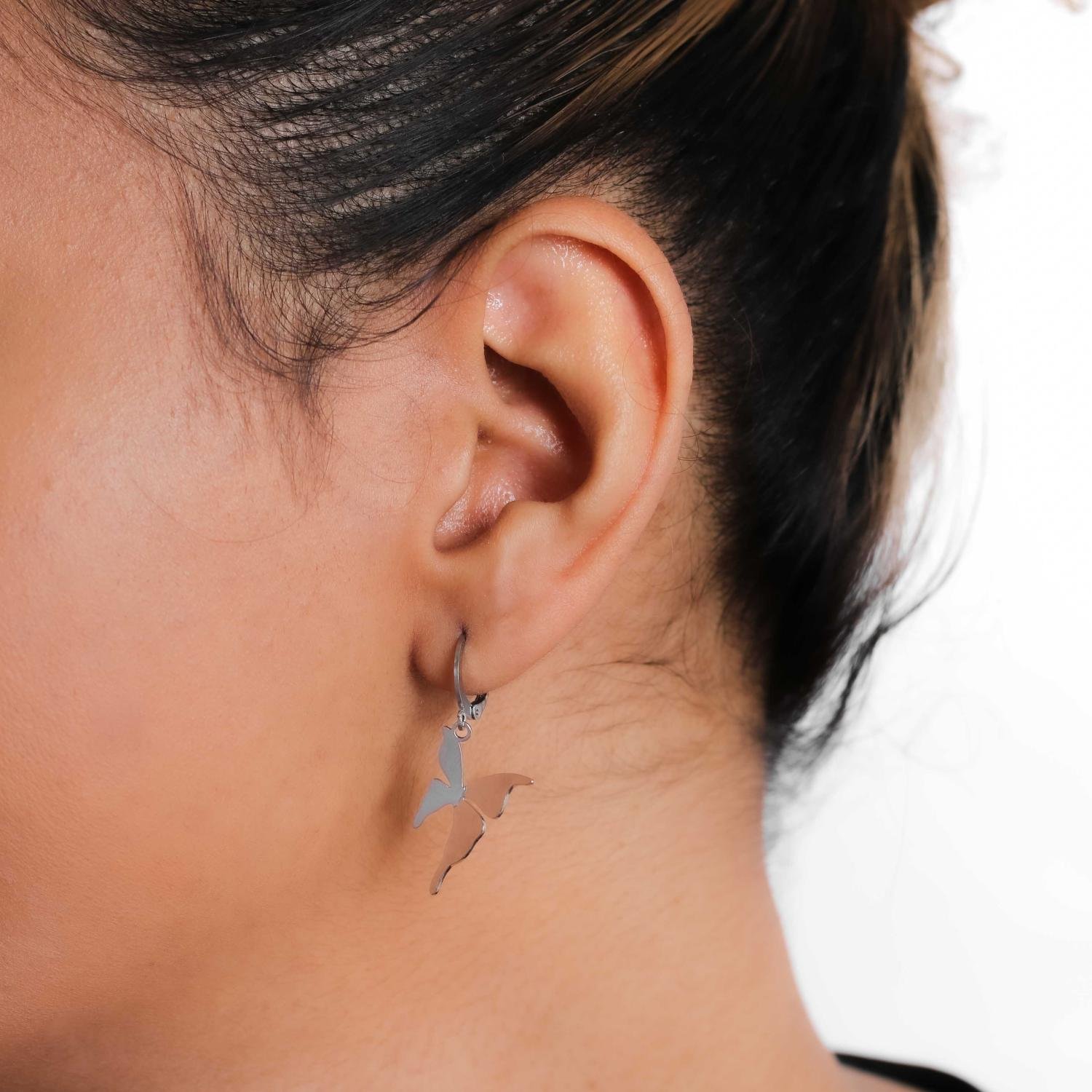 Bla-109-Inox Brinco Argola Articulada De Borboleta (Aço Inox).