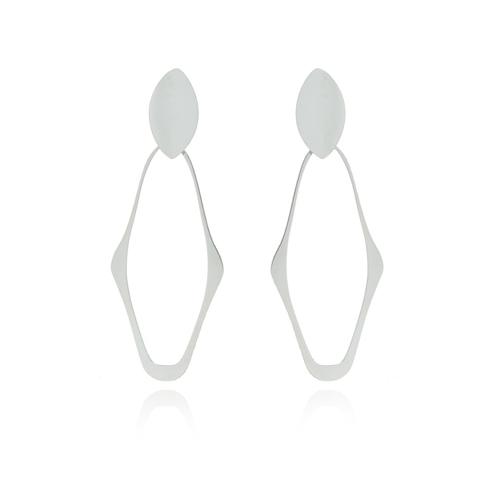 Bla-57-Inox Brinco Longo Vazado Em Aço Inox.