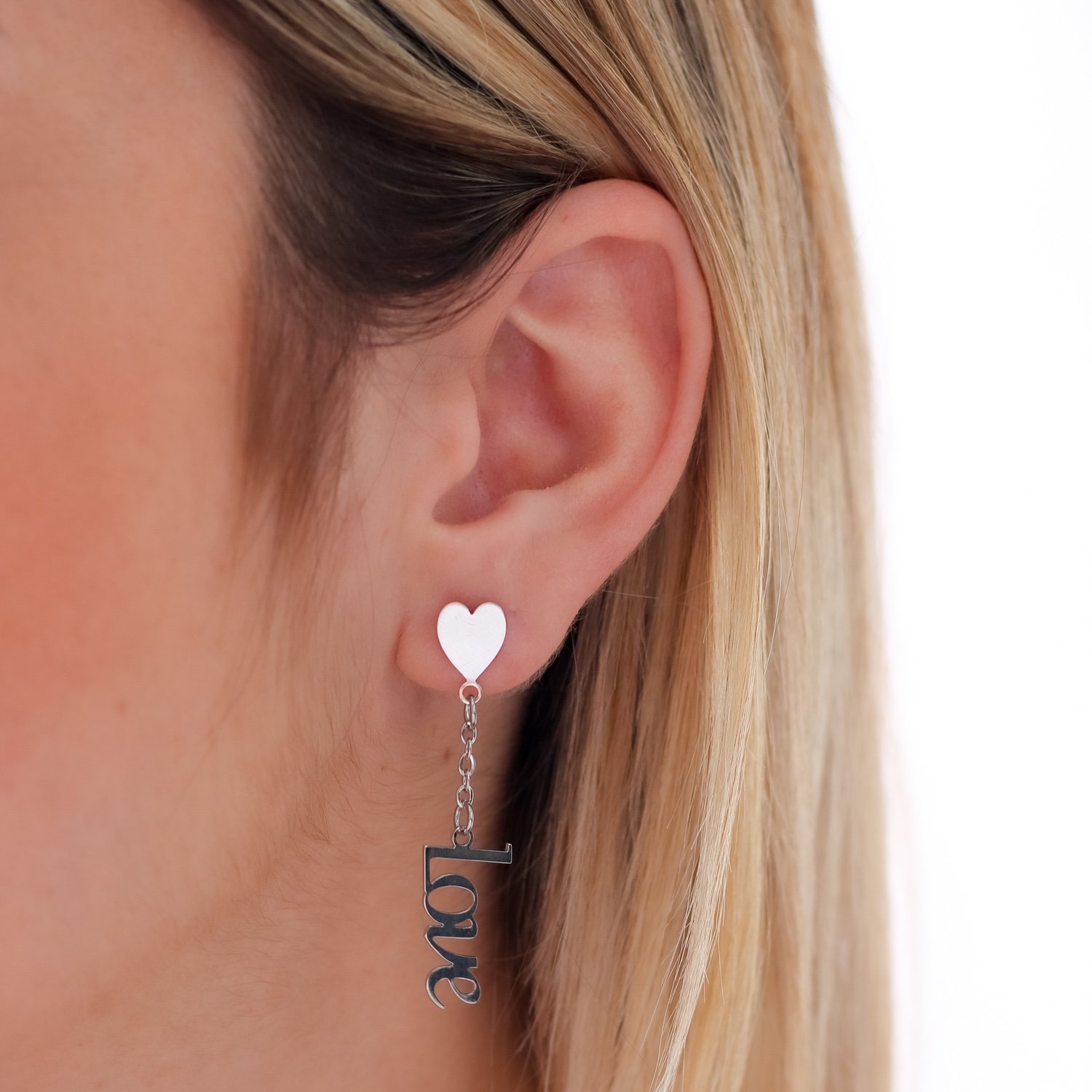 Bla-90-Inox Brinco Love E Coração Em Aço Inox.