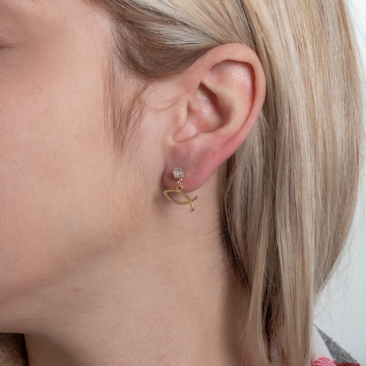 Bll-197-Do Brinco Cristal Com Pêndulo De Peixe.