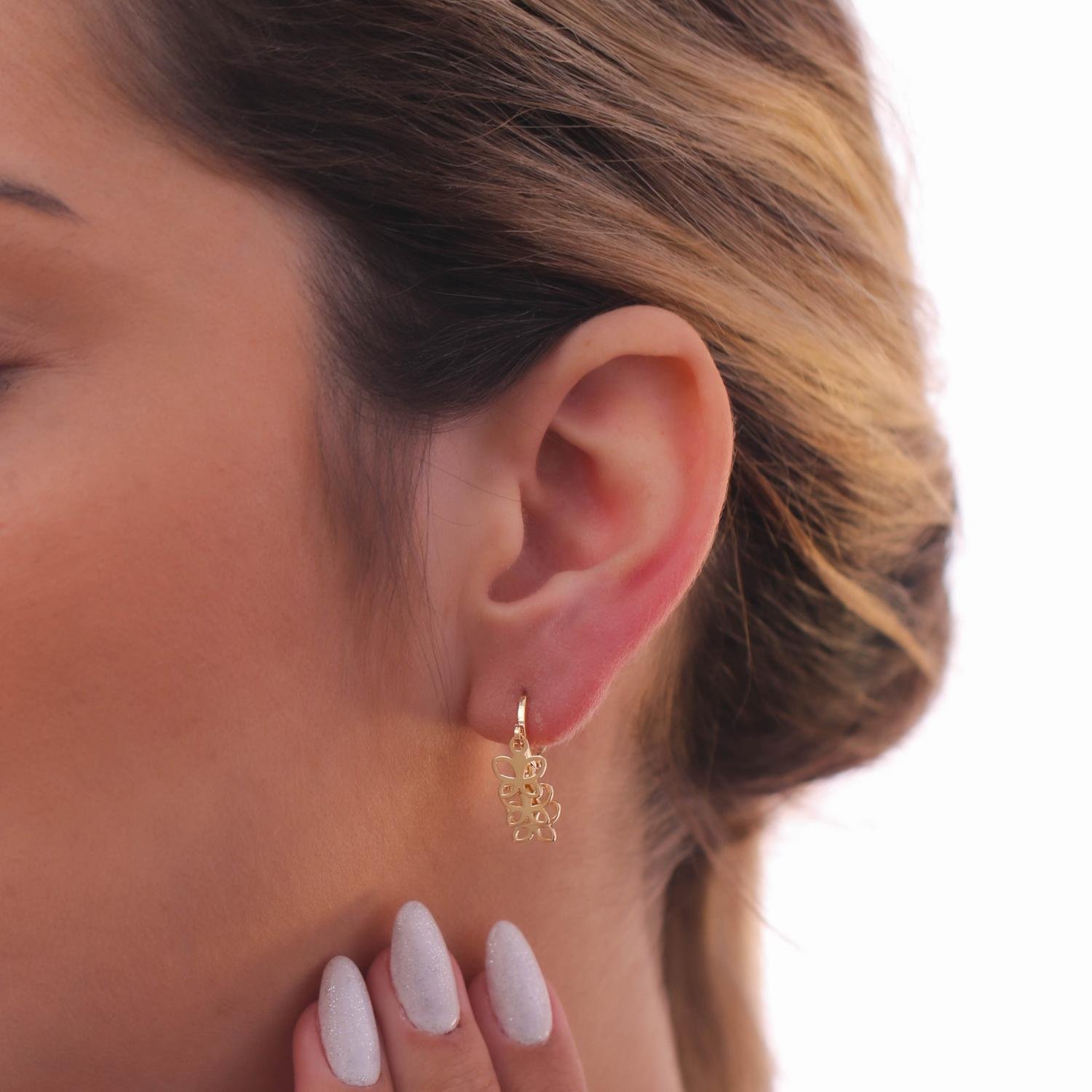 Bll-82-Do Brinco Argola&Nbsp; Articulada De Borboletas.