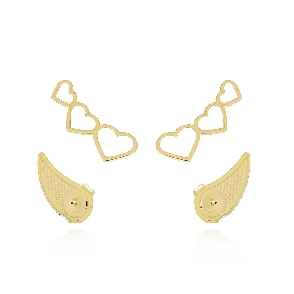 Bls-1328-Do Brinco Ear Cuff De Corações Vazados.