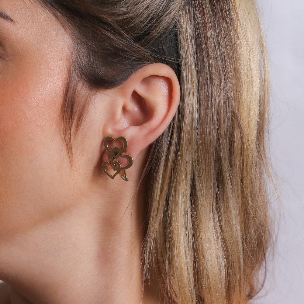 Bls-1833-Do Brinco Ear Cuff De Coração Vazado.