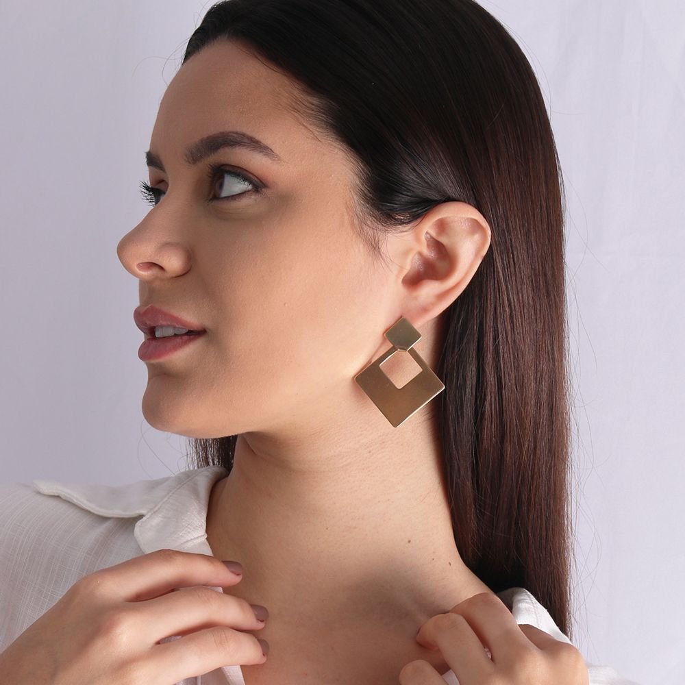 Bls-2217-Ac (Acetinado) Brinco Grande Vazado Liso