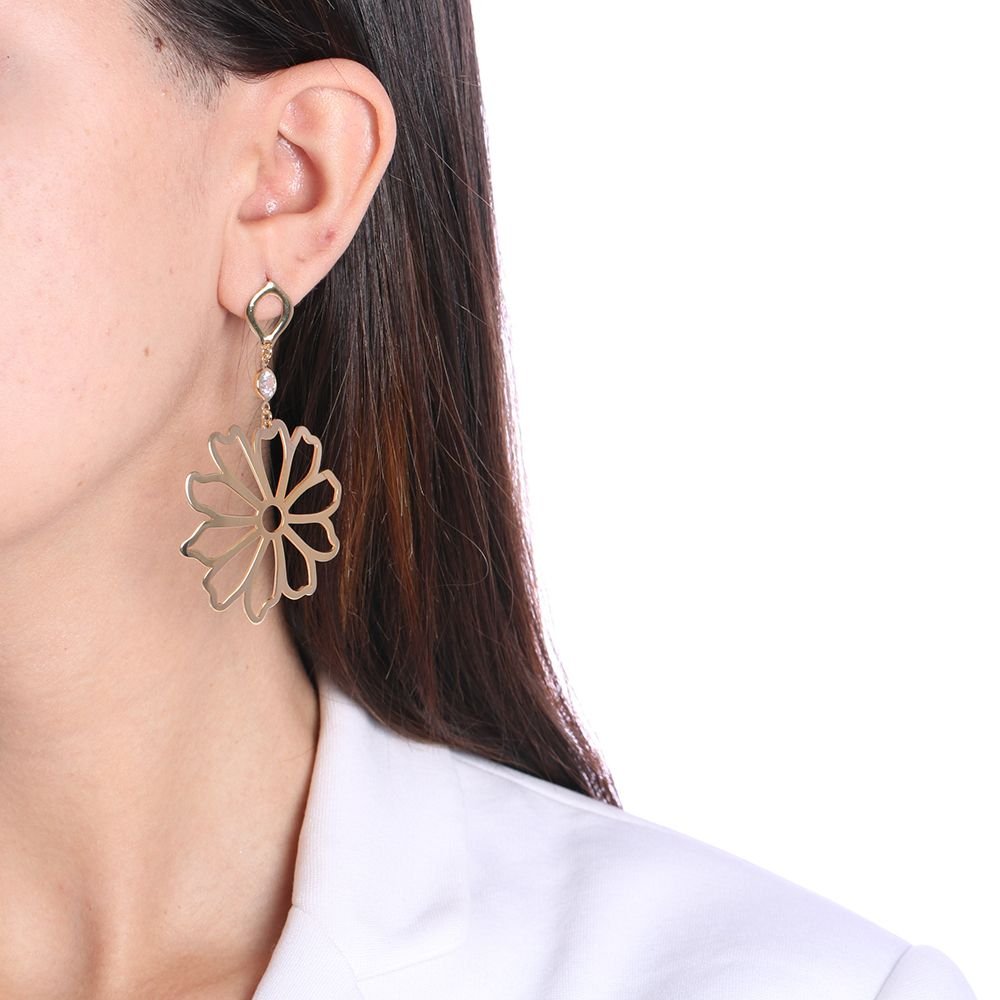 Bls-2382-Do Brinco Floral Com Zircônia