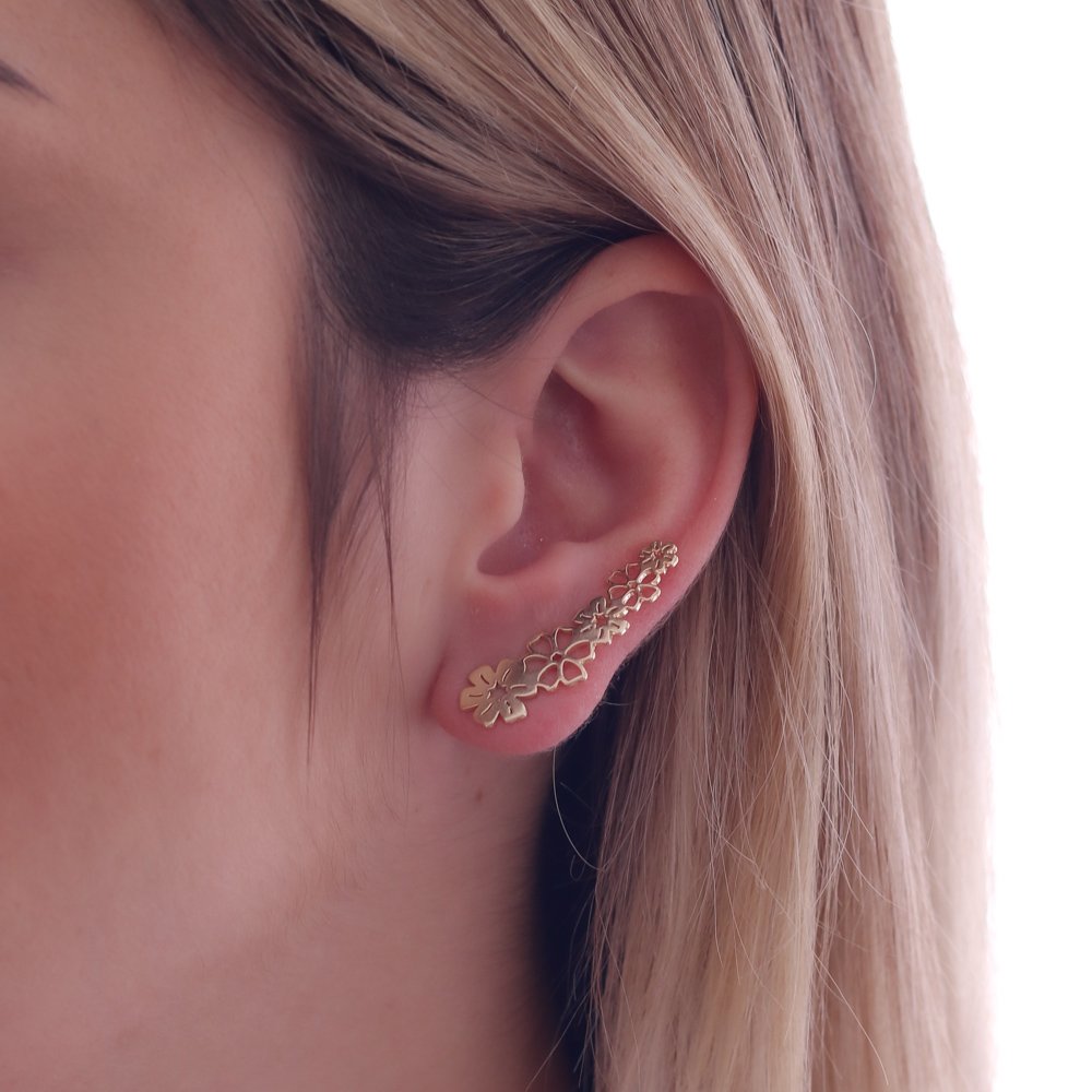 Bls-2492-Do Brinco Ear Cuff Flor Vazada.