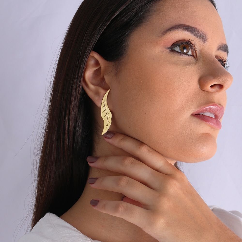 Bls-3015-Ac (Acetinado) Brinco De Pressão Design De Folha