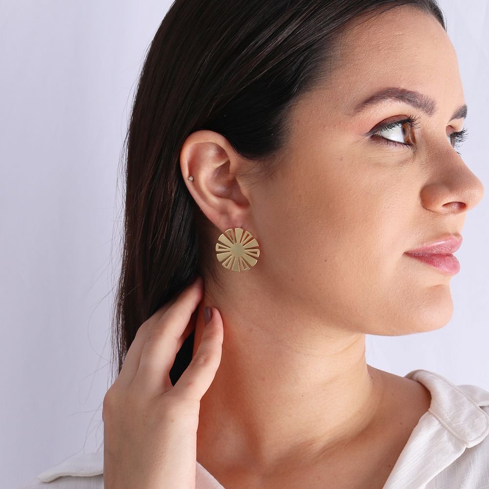 Bls-3052-Ac (Acetinado) Brinco De Esfera Detalhado