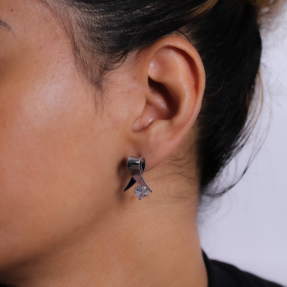 Bls-3515-Rd Brinco Com Zircônia Cristal - Ródio Branco.