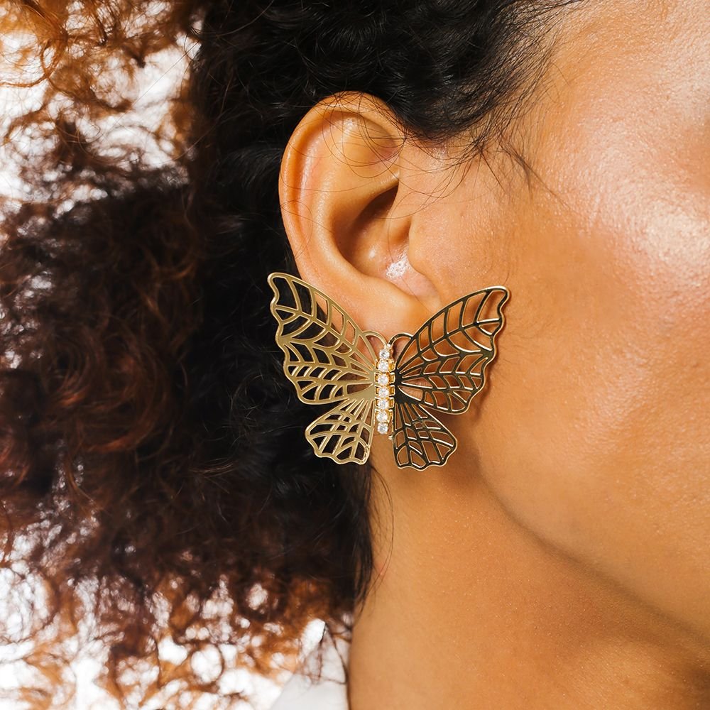 Bls-3794-Do Brinco De Borboleta Cravejada Cristal.