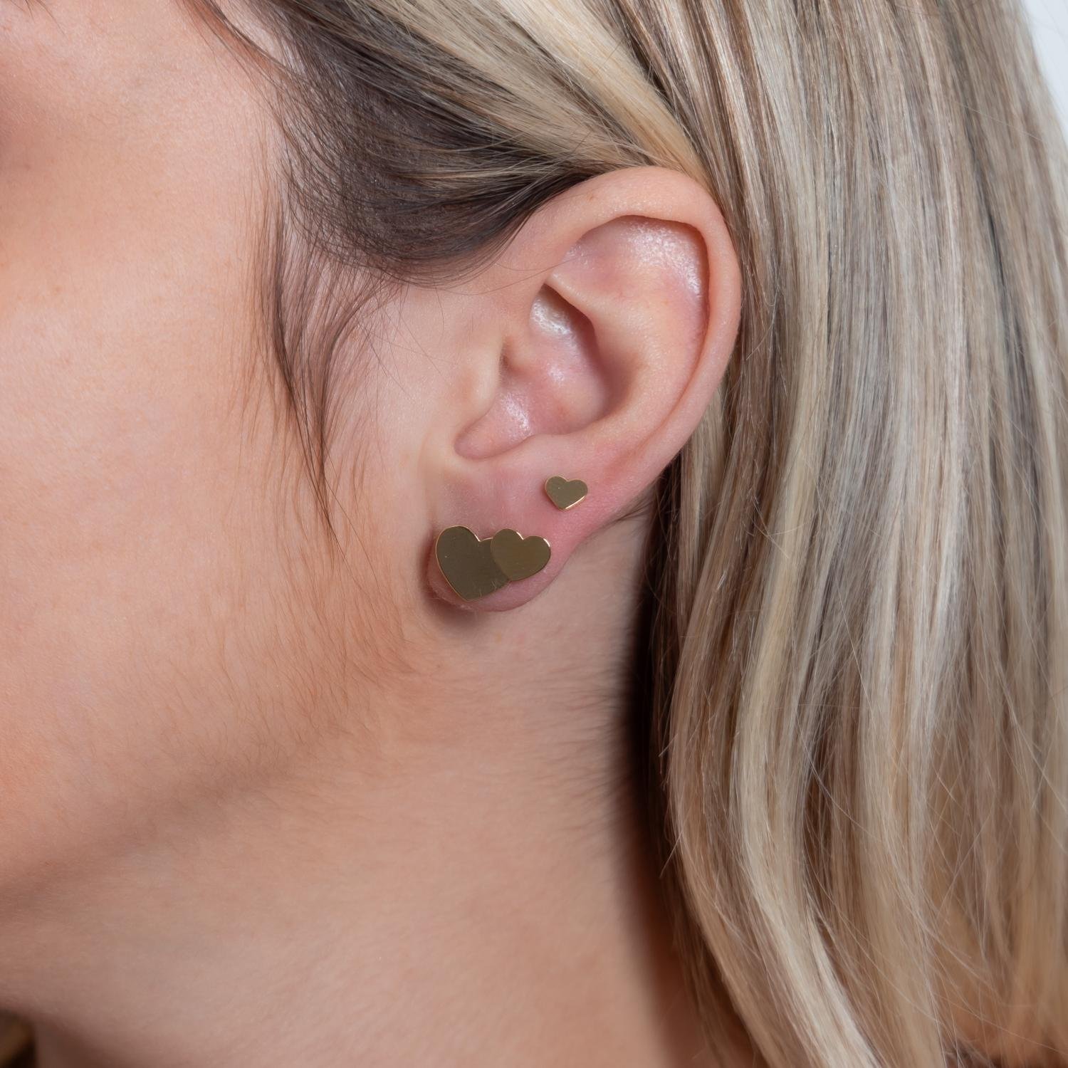 Bls-3918-Do Trio De Brincos De Corações Lisos.