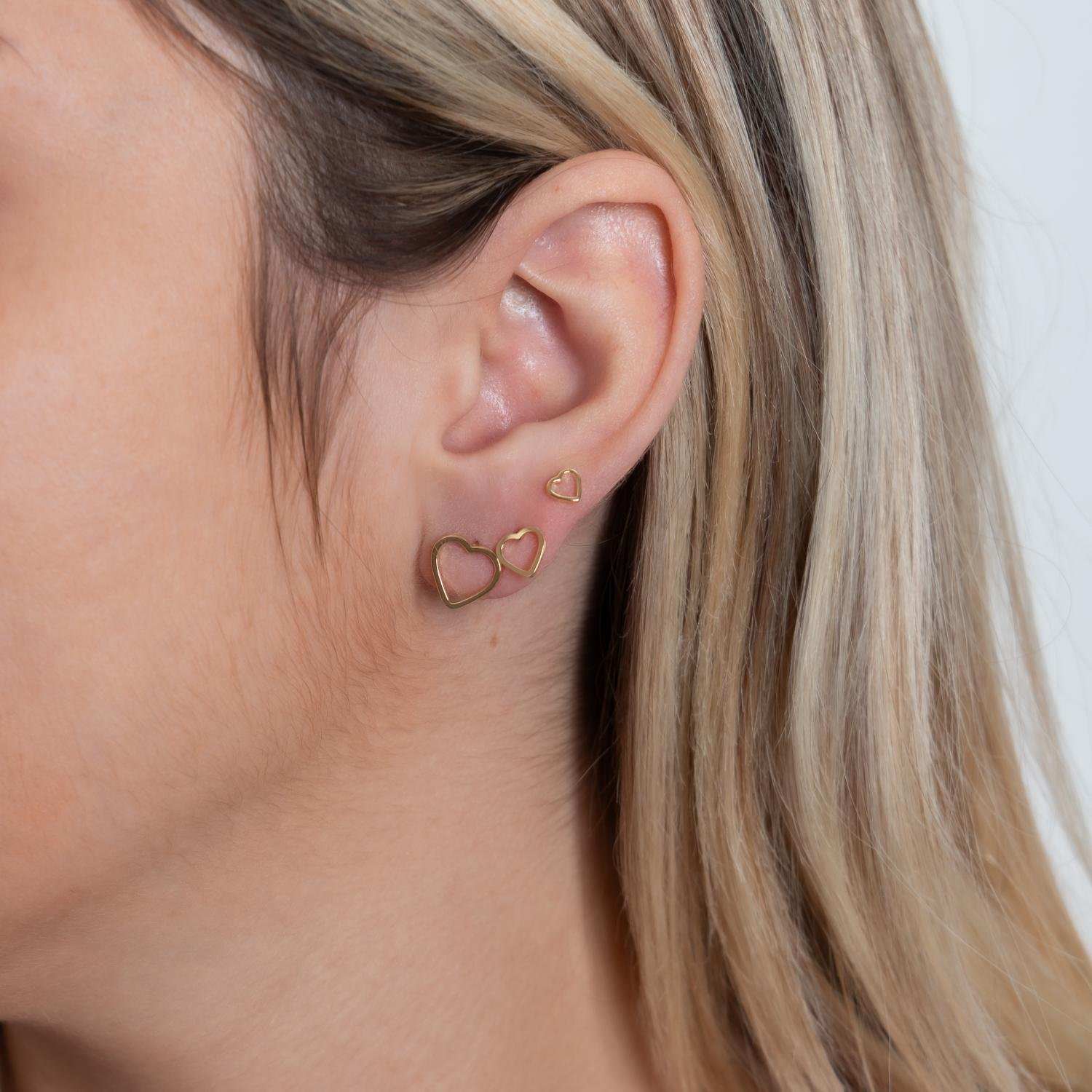 Bls-3919-Do Trio De Brincos De Corações Vazados.