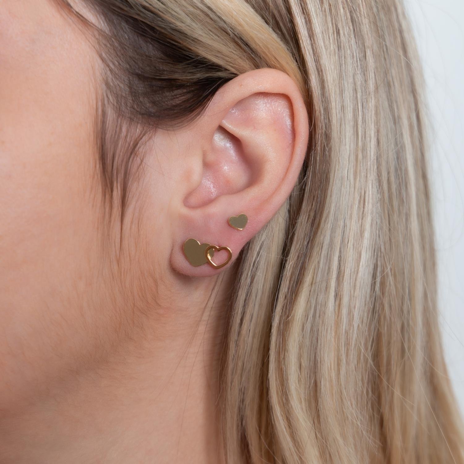 Bls-3920-Do Trio De Brincos De Corações Lisos E Vazado.