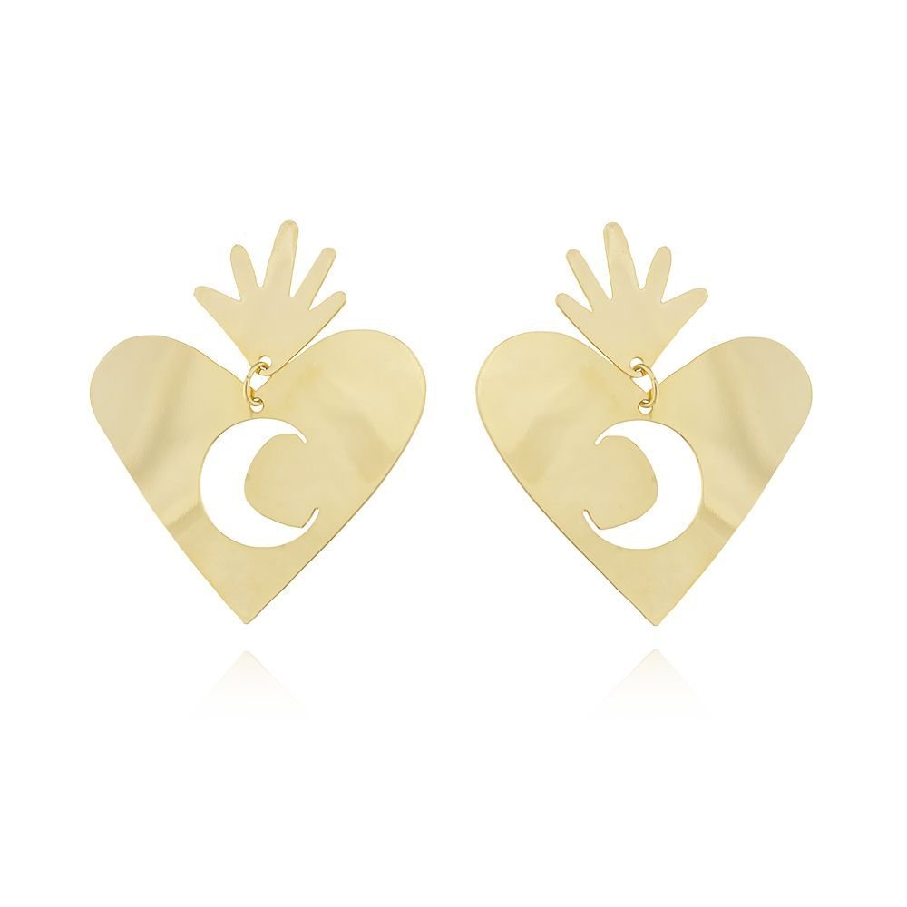 Bls-545-Do Brinco De Coração Com Lua Vazada