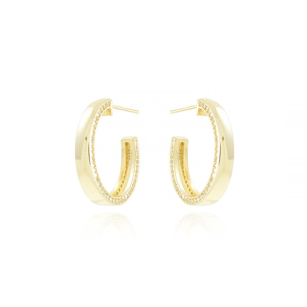 Br-1016-Do Brinco De Argola Cravejado De Zircônias (27,5mm)