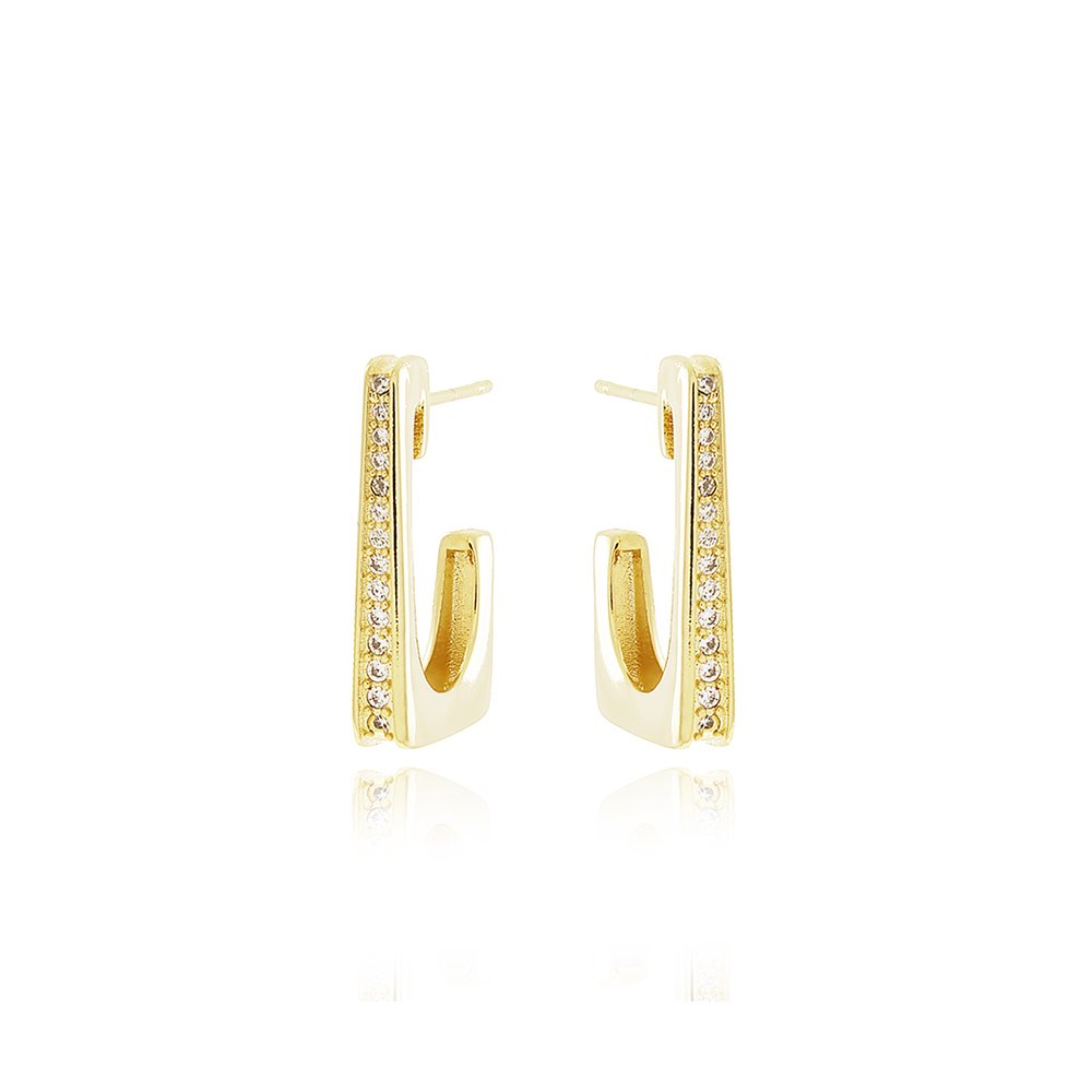 Br-1017-Do Brinco De Argola Articulada Retangular Cravejada De Zircônias (22,5mm). Br-1017-Do Brinco De Argola Articulada Retangular Cravejada De Zircônias (22,5mm).