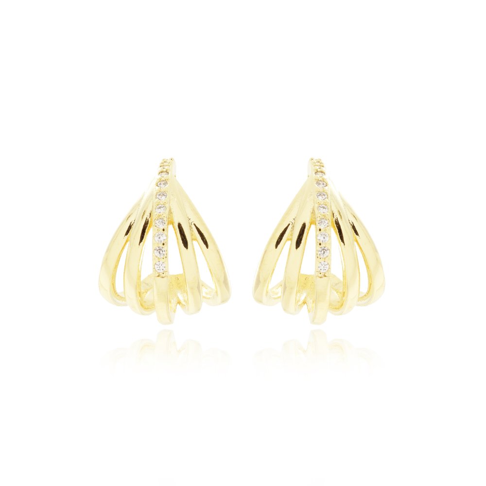 Br-1018-Do Brinco Meia Argola Detalhada Cravejada De Zircônias (17,5mm). Br-1018-Do Brinco Meia Argola Detalhada Cravejada De Zircônias (17,5mm).