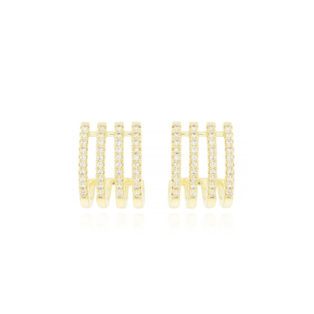 Br-1019-Do Brinco Meia Argola Detalhada Cravejada De Zircônias (16,5mm). Br-1019-Do Brinco Meia Argola Detalhada Cravejada De Zircônias (16,5mm).