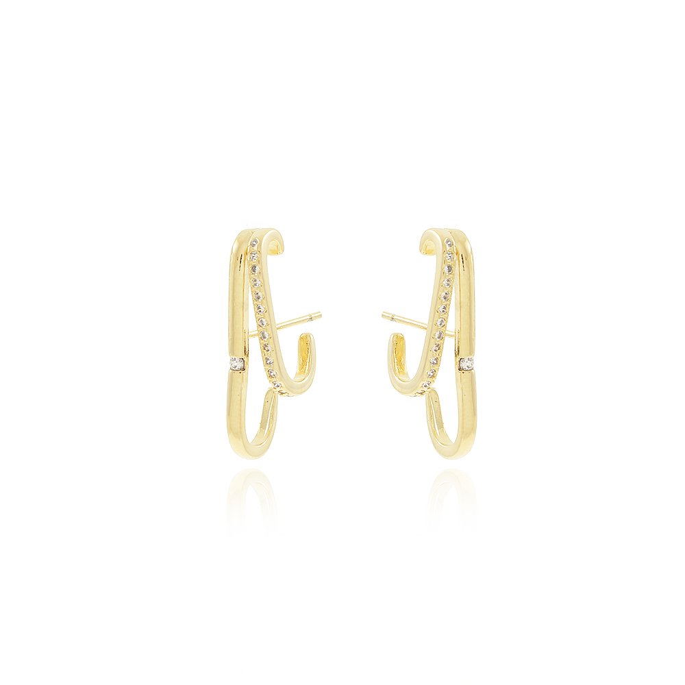 Br-1044-Do Brinco Ear Hook Cravejado Cristal (24,5mm)