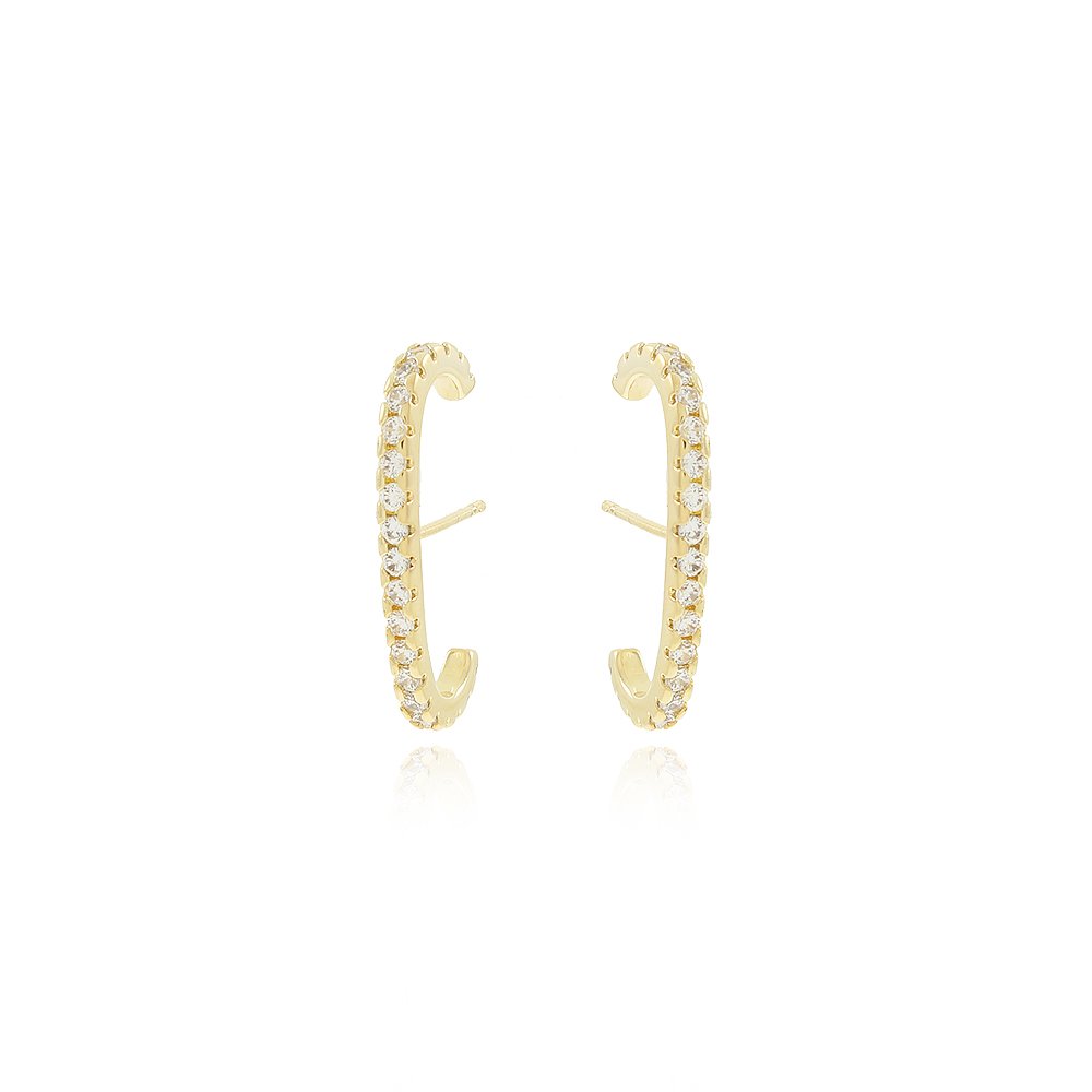 Br-1050-Do Brinco Ear Hook Cravejado De Zircônias (24,5mm)