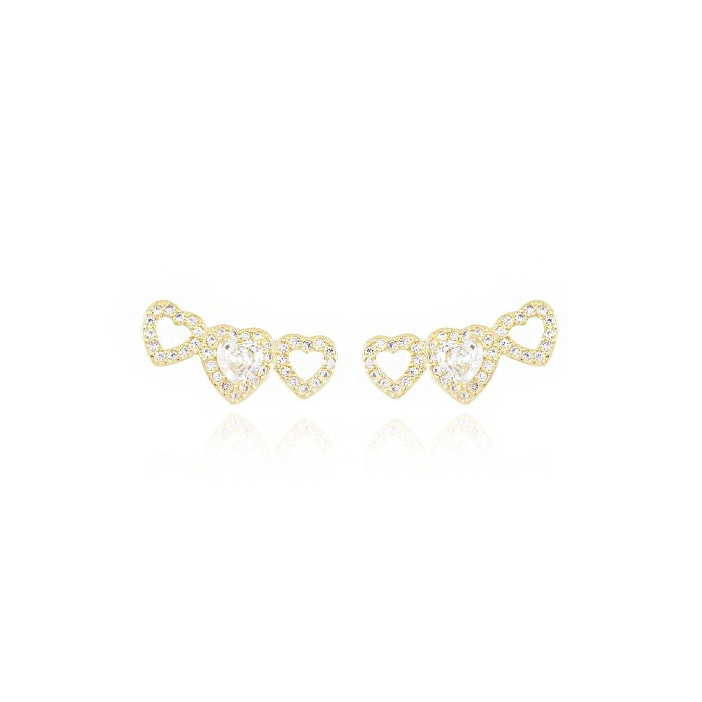 Br-1071-Do Brinco Ear Cuff De Corações Cravejados De Zircônias. Br-1071-Do Brinco Ear Cuff De Corações Cravejados De Zircônias.