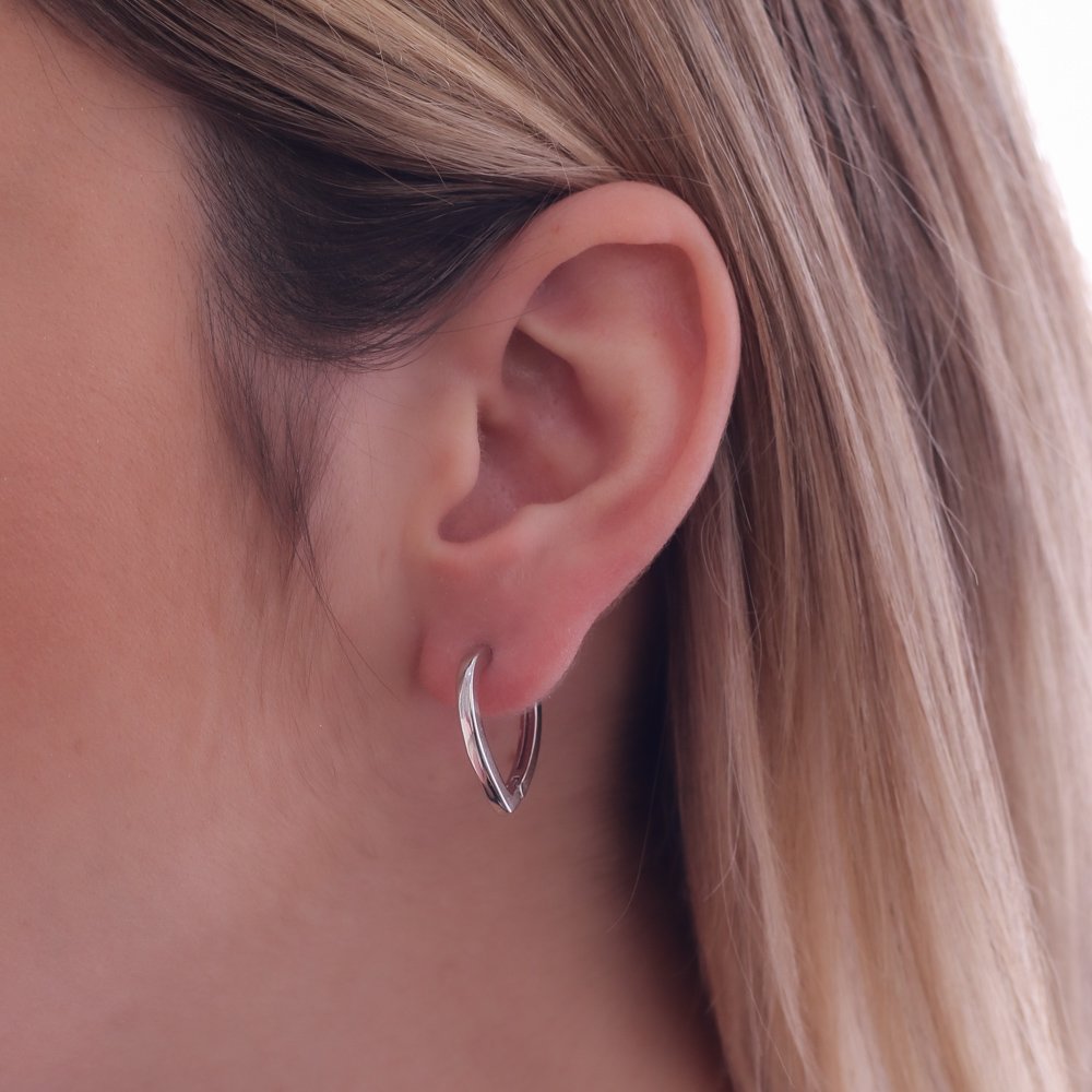 Br-1076-Rd Brinco Argola Articulada - Ródio Branco.