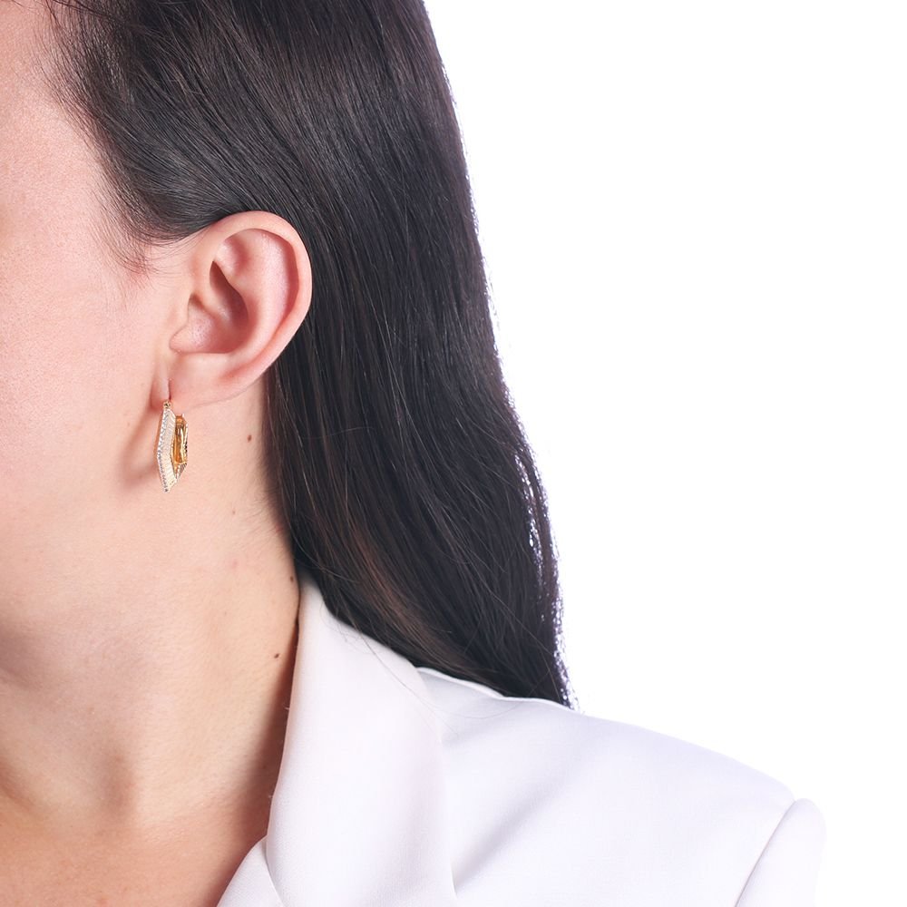 Br-1081-Do Brinco De Argola Articulada Geometrica Cravejada (25mm)