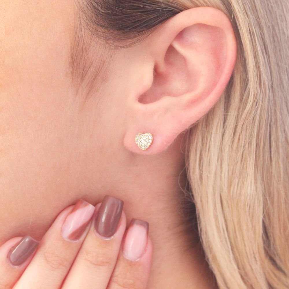 Br-1117-Do Brinco De Coração Cravejado De Zircônias. Br-1117-Do Brinco De Coração Cravejado De Zircônias.