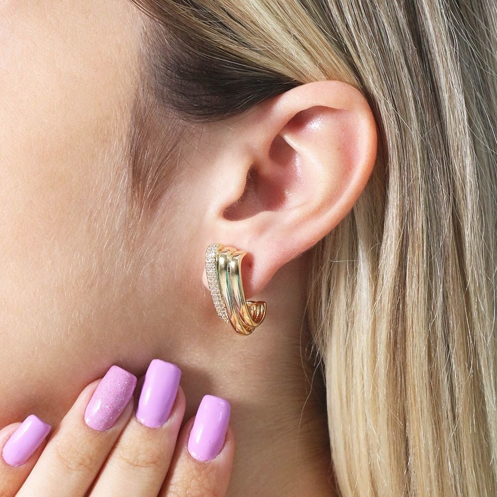 Br-1149-Do Brinco Ear Hook Cravejado De Zircônias. Br-1149-Do Brinco Ear Hook Cravejado De Zircônias.