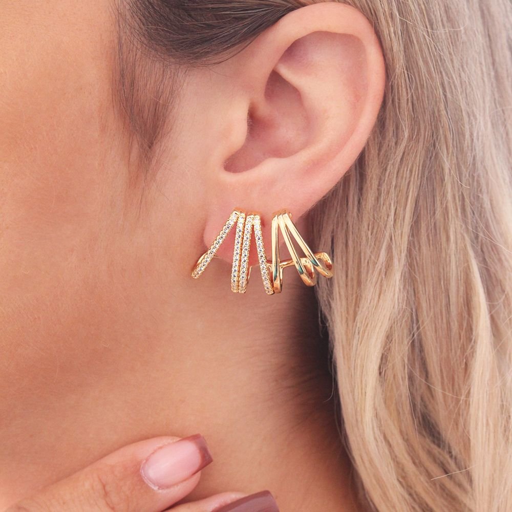 Br-1151-Do Brinco Ear Cuff Cravejado De Zircônias