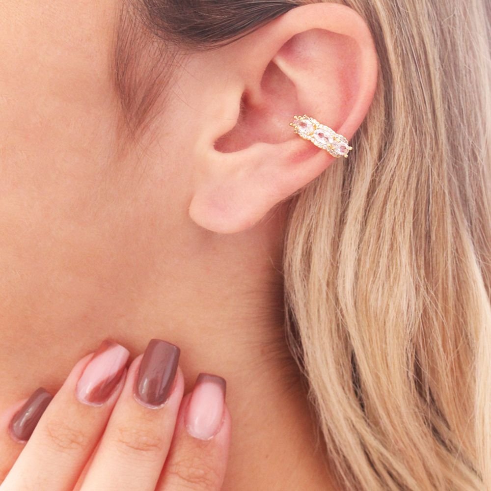 Br-1159-Do (Par) Piercing De Pressão Cravejado De Zircônias Cristal.