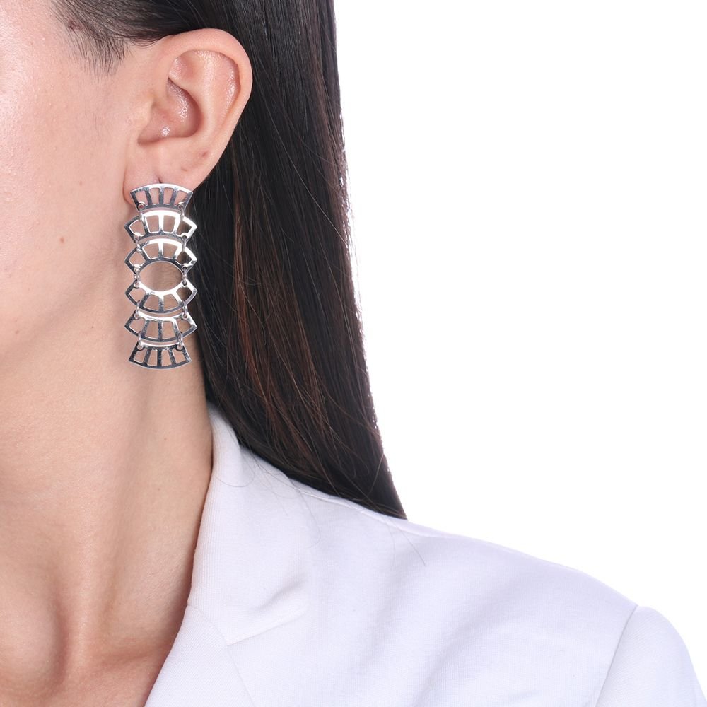 Bra-139 - Brinco Longo Vazado Em Aço Inox