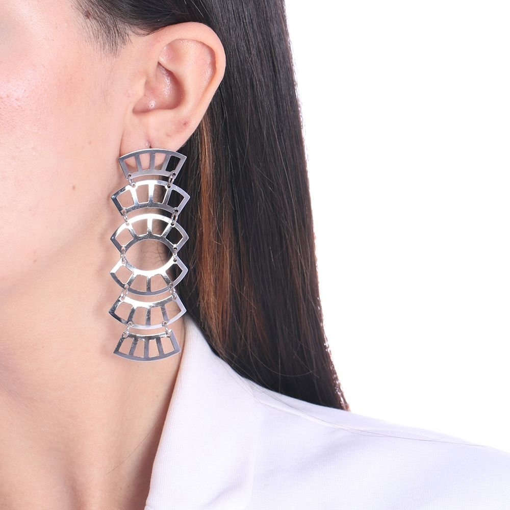 Bra-141 - Brinco Longo Vazado Em Aço Inox