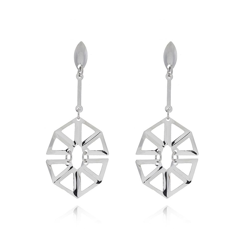 Bra-150 - Brinco Longo Vazado Em Aço Inox