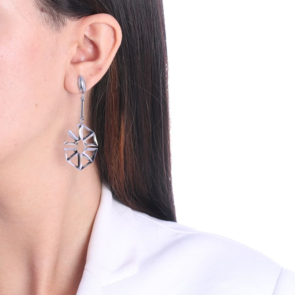 Bra-150 - Brinco Longo Vazado Em Aço Inox