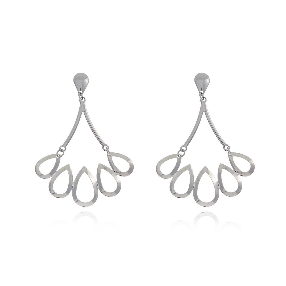 Bra-153 - Brinco Longo Vazado Em Aço Inox