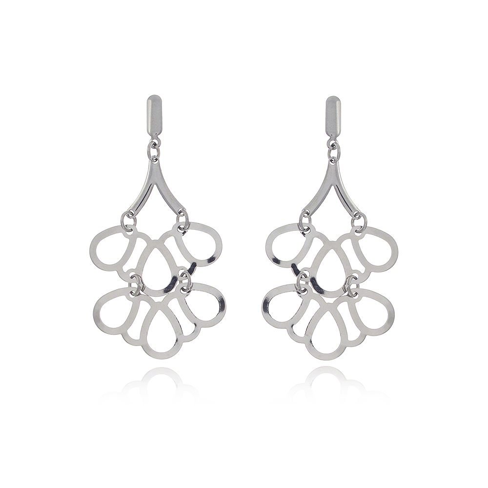 Bra-168 - Brinco Longo Vazado Em Aço Inox