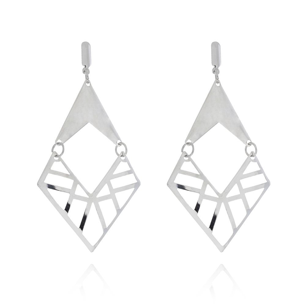 Bra-177 - Brinco Longo Vazado Em Aço Inox