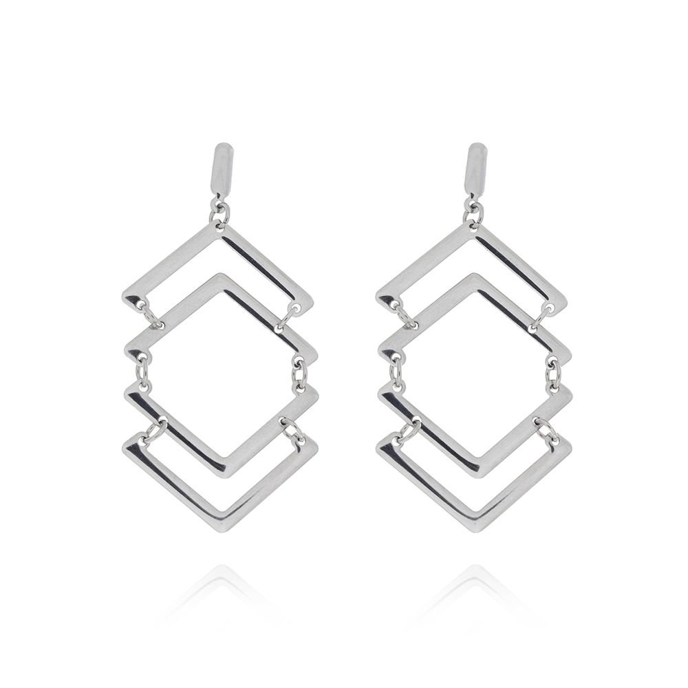 Bra-182 - Brinco Longo Vazado Em Aço Inox