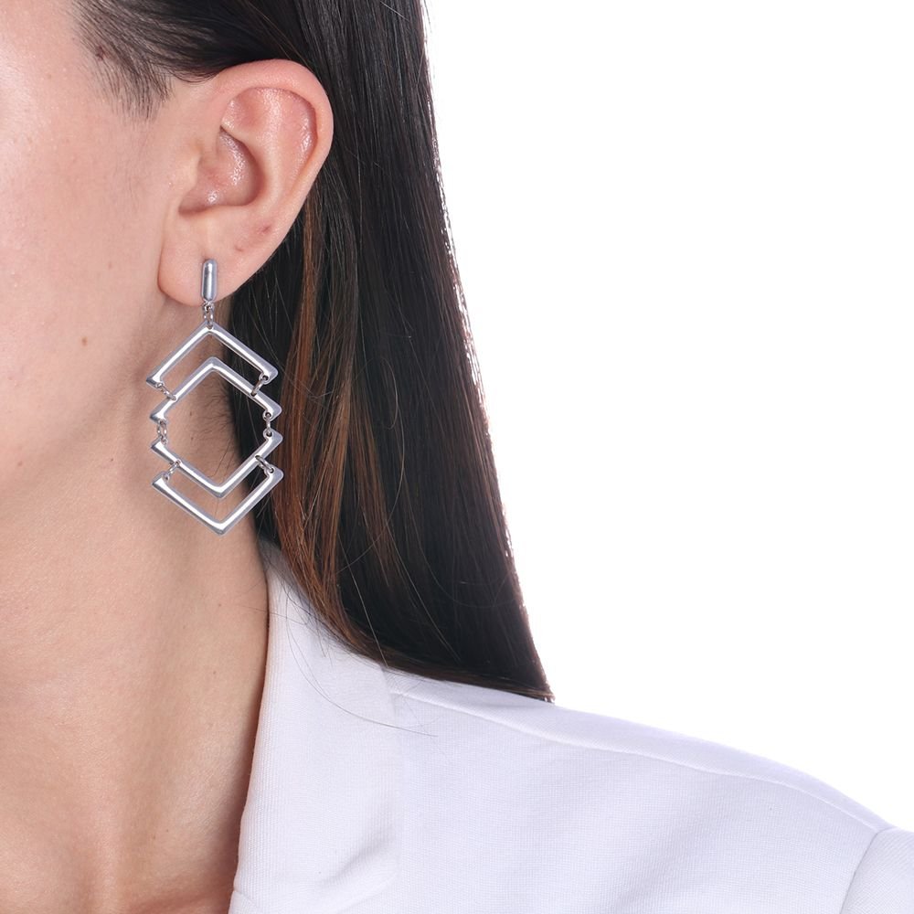 Bra-182 - Brinco Longo Vazado Em Aço Inox