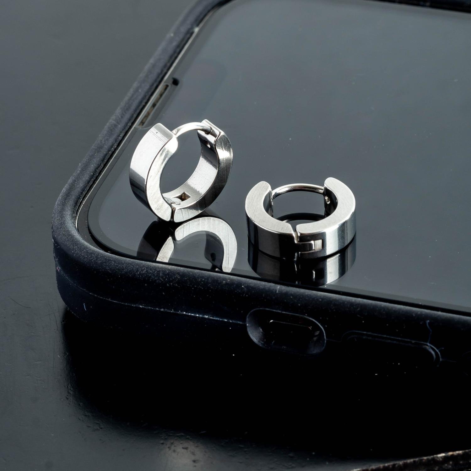 Bra-369-Aço Inox Brinco Argola Articulada Lisa (Aço Inox 12mm).