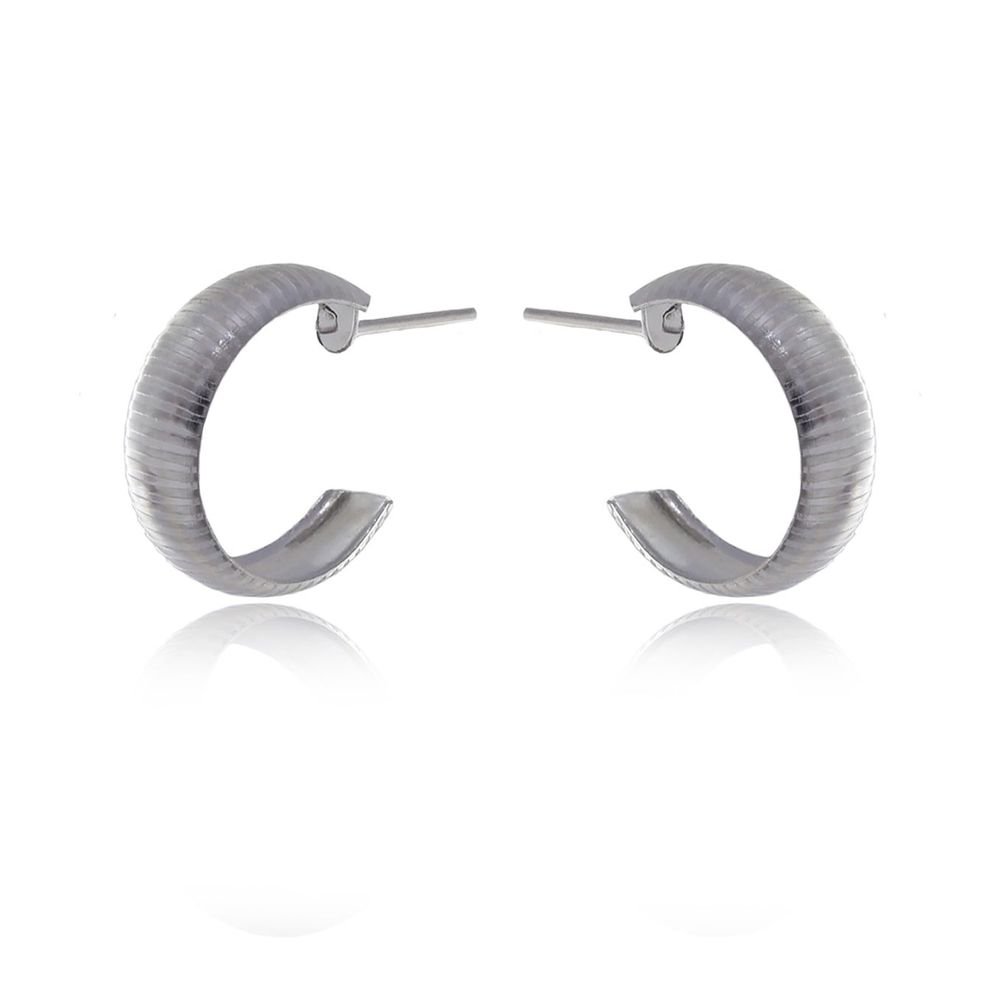 Bra-57 Brinco De Argola Grossa Pequena Em Aço Inox