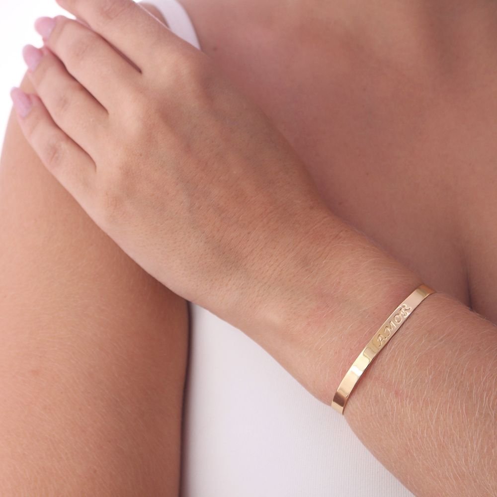 Brc-12-Fo Bracelete Chapado Escrito: Amor