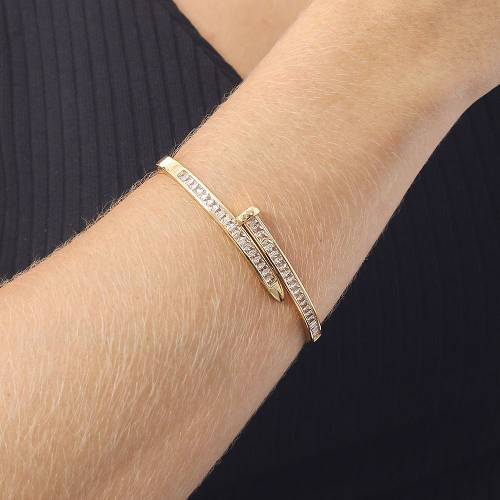 Brc-120-Fo Bracelete De Prego Cravejado De Zircônias. Brc-120-Fo Bracelete De Prego Cravejado De Zircônias.