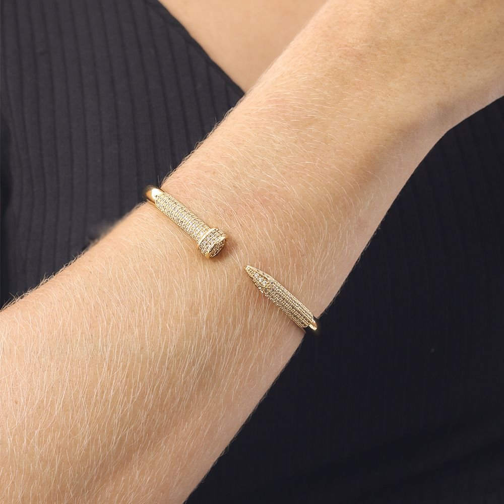 Brc-121-Fo Bracelete De Prego Cravejado De Zircônias. Brc-121-Fo Bracelete De Prego Cravejado De Zircônias.