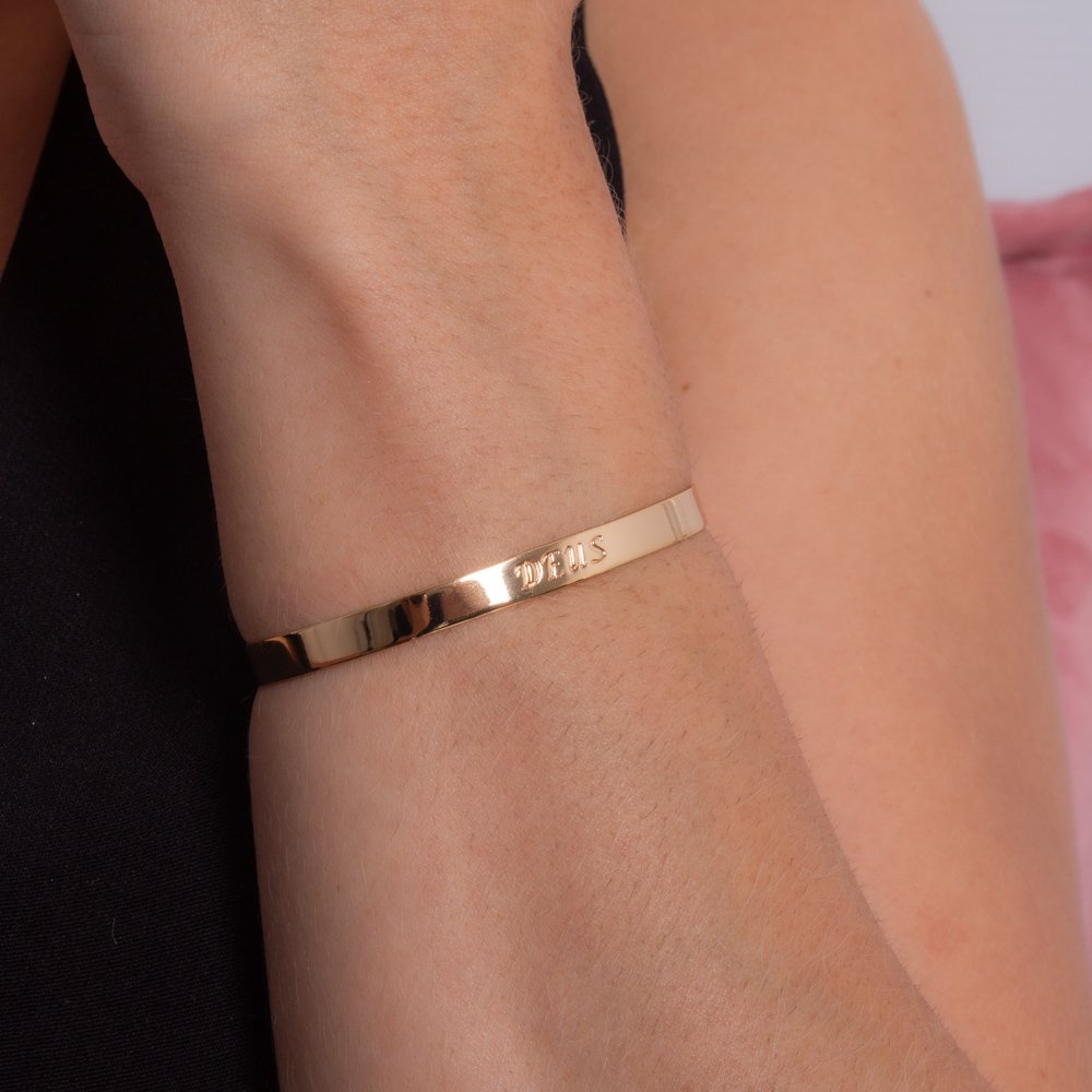 Brc-13-Fo Bracelete Chapado Escrito: Deus