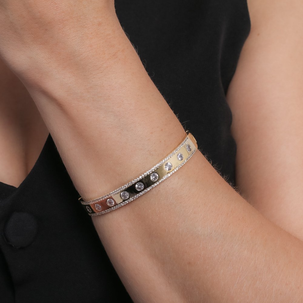 Brc-131-Fo Bracelete Cravejado De Zircônias Cristais.