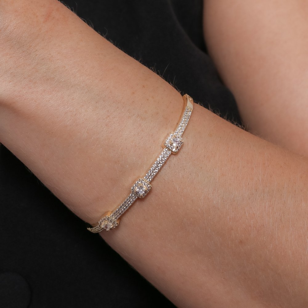 Brc-133-Fo Bracelete Cravejado De Zircônias Cristais.